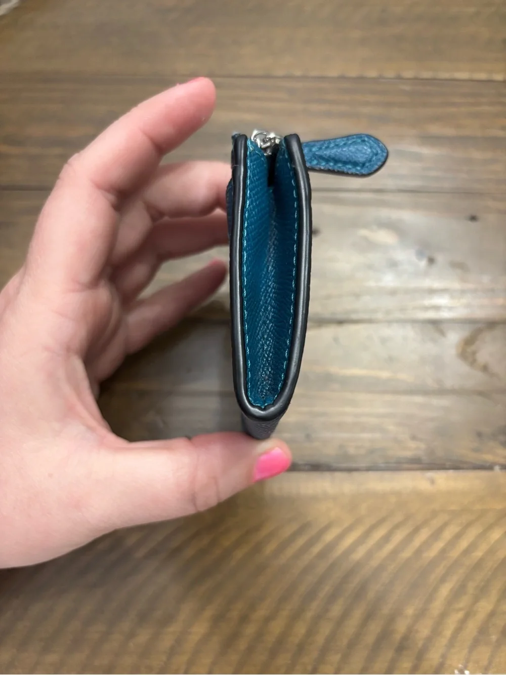 Coach Teal Mini Skinny ID Case Card Holder